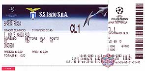 TICKET: Lazio Roma - Sparta Prague 03-04 CL