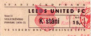 Sparta- Praha - Leeds United 1970-71 Fairs Cup